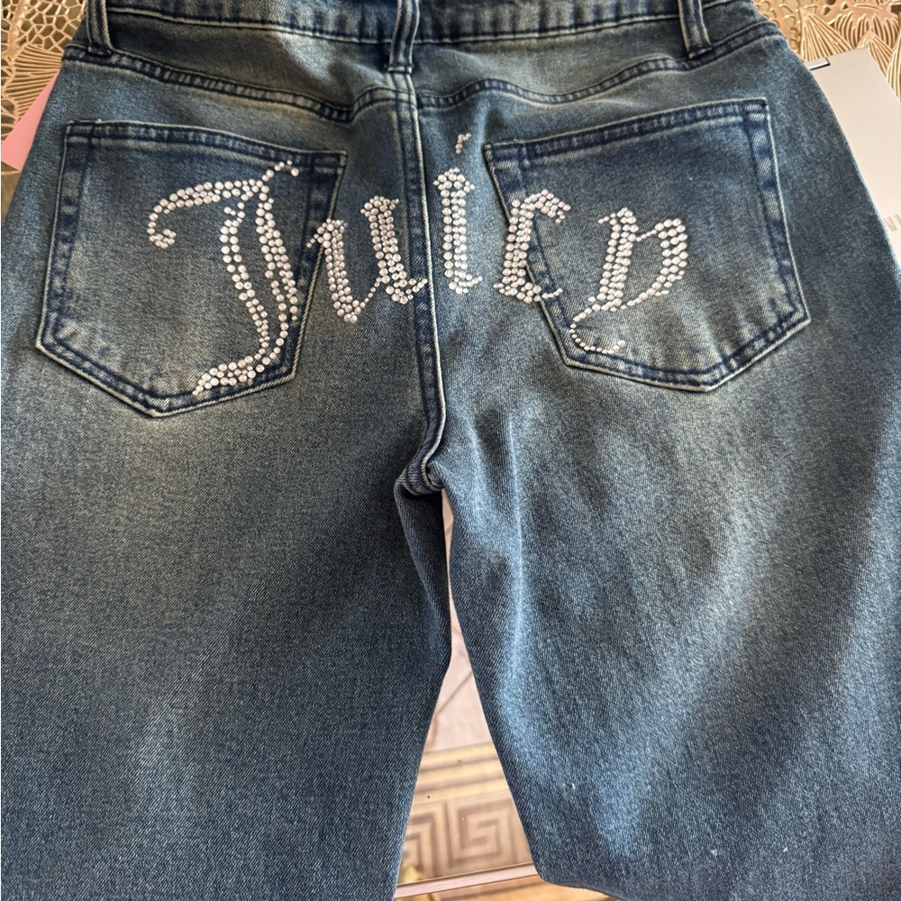 Juicy Couture Blue Jeans with Rhinestone Logo